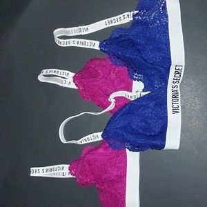 Victoria's Secret Womens Bralettes 2 pack Size small Pink and Dark Blue